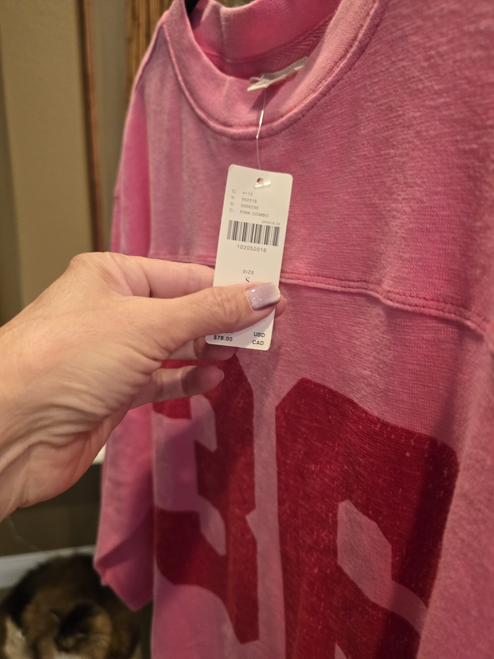 Pilcro Pink Oversized Tee With Dark Pink Graphic, NWT, M - Picture 3 of 8